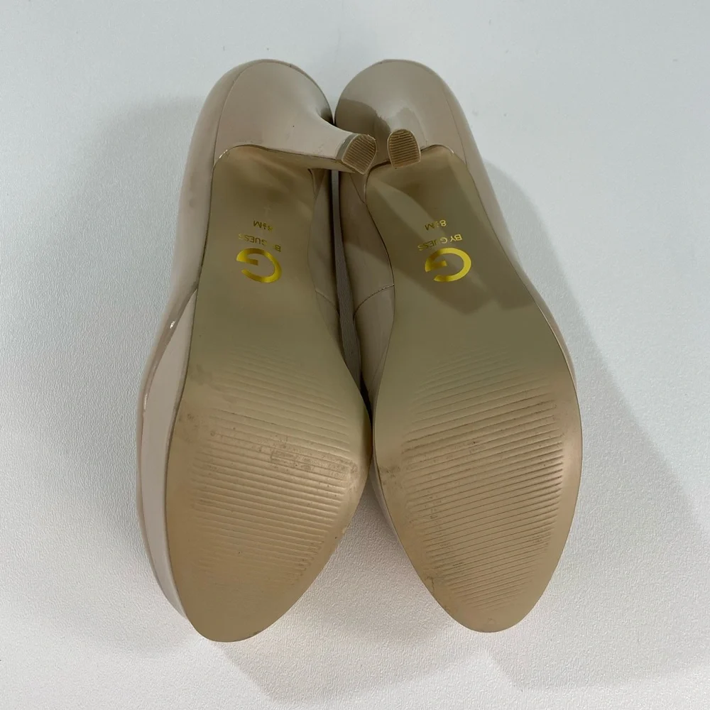 Guess Nude Platform Heels 8.5 Patent Leather Neutral Classic Girly Coquette